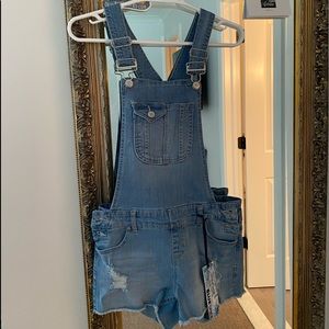 jean short overalls